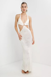 Robe longue cache-cœur Haven en crochet